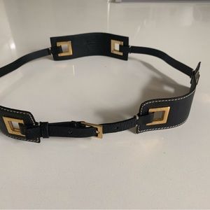 Ferragamo Black Leather With Gold Tone Hardware Perfect Condition